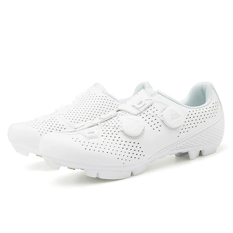 Men's Road Cycling Shoes - Speed Cycling Sneakers with SPD Cleat Compatibility, Flat Pedal Option, Outdoor Bike Footwear, Self-Locking Design, White showcase 18