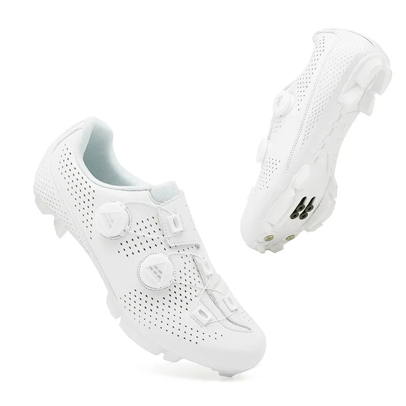 Men's Road Cycling Shoes - Speed Cycling Sneakers with SPD Cleat Compatibility, Flat Pedal Option, Outdoor Bike Footwear, Self-Locking Design, White showcase 19