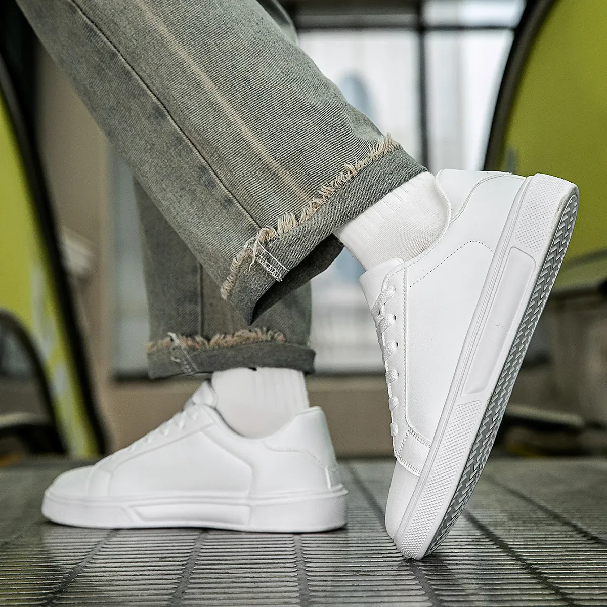 Men's PU Leather Casual Sneakers - Trendy Vulcanized Footwear for Leisure and Couples, Stylish Male and Female Shoes thumbnail 4