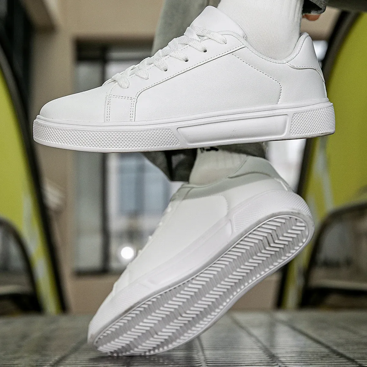 Men's PU Leather Casual Sneakers - Trendy Vulcanized Footwear for Leisure and Couples, Stylish Male and Female Shoes thumbnail 2