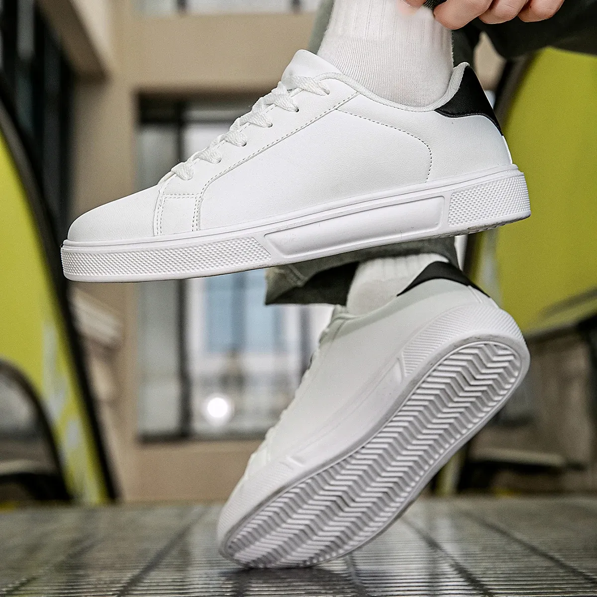 Men's PU Leather Casual Sneakers - Trendy Vulcanized Footwear for Leisure and Couples, Stylish Male and Female Shoes thumbnail 6