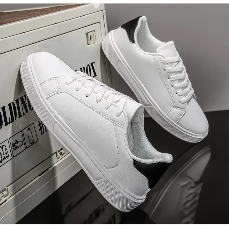 Men's PU Leather Casual Sneakers - Trendy Vulcanized Footwear for Leisure and Couples, Stylish Male and Female Shoes showcase 14