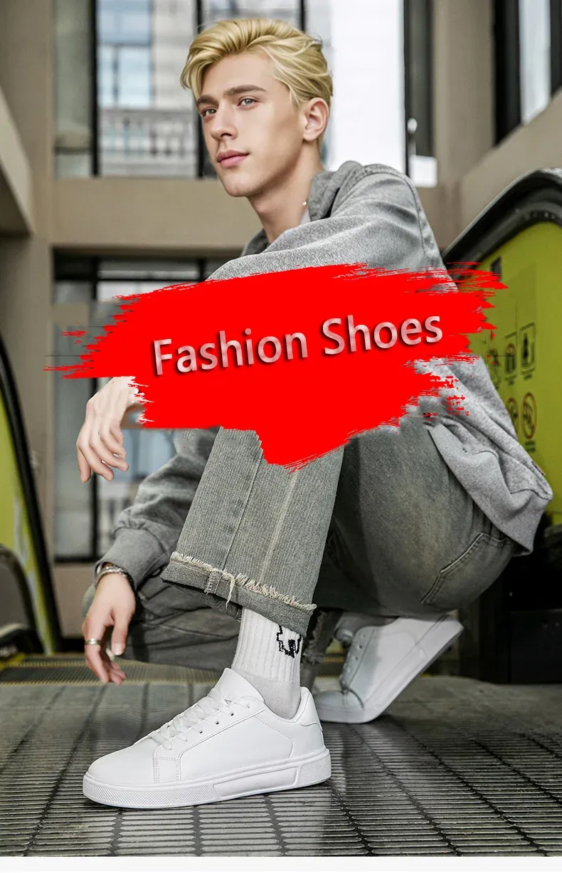 Men's PU Leather Casual Sneakers - Trendy Vulcanized Footwear for Leisure and Couples, Stylish Male and Female Shoes showcase 2