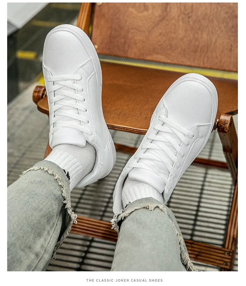 Men's PU Leather Casual Sneakers - Trendy Vulcanized Footwear for Leisure and Couples, Stylish Male and Female Shoes showcase 17