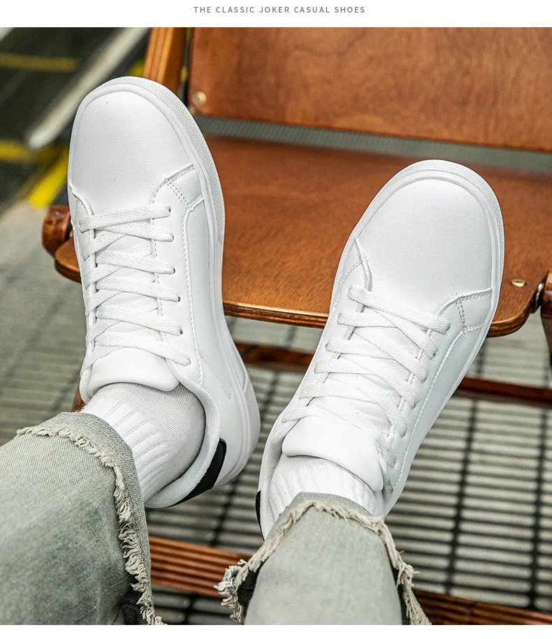 Men's PU Leather Casual Sneakers - Trendy Vulcanized Footwear for Leisure and Couples, Stylish Male and Female Shoes showcase 13