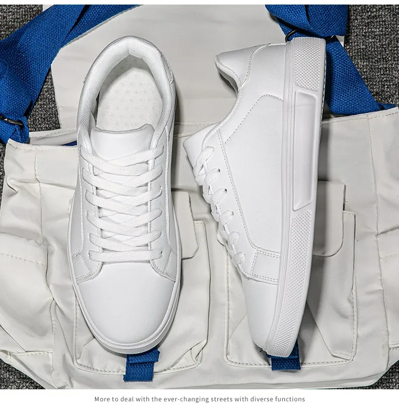 Men's PU Leather Casual Sneakers - Trendy Vulcanized Footwear for Leisure and Couples, Stylish Male and Female Shoes showcase 19