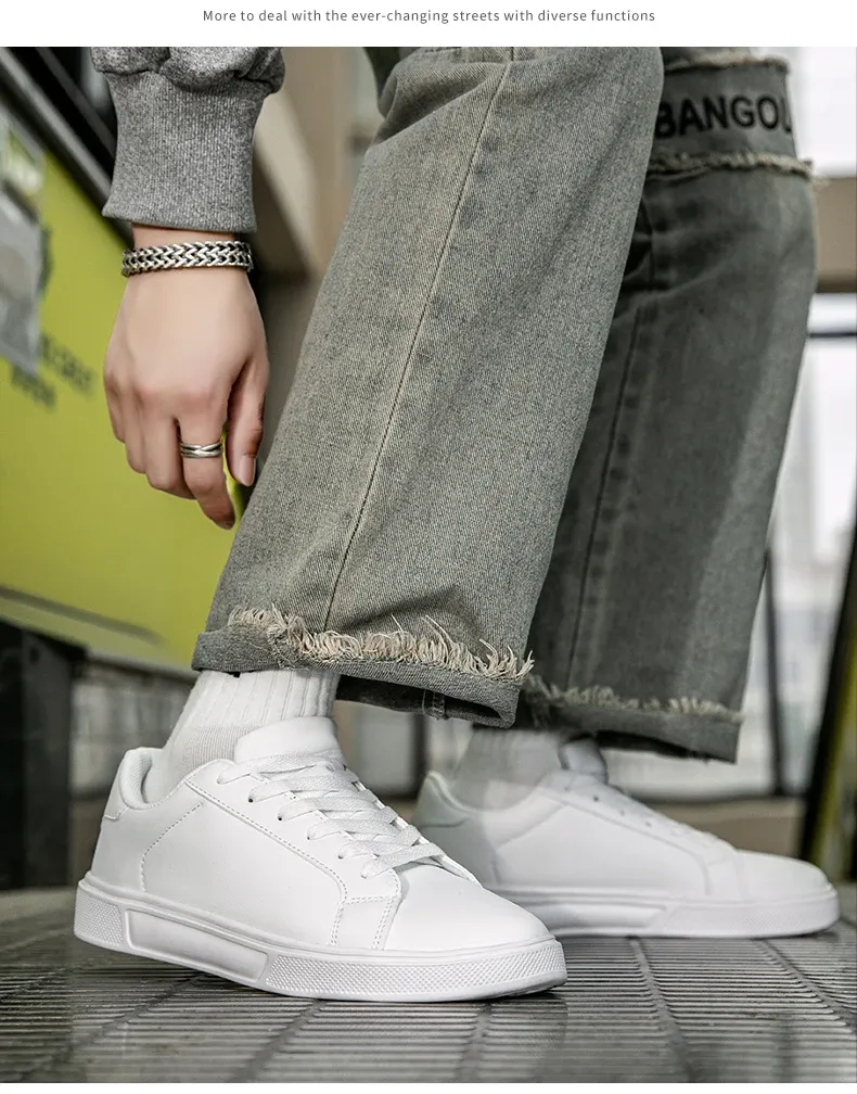 Men's PU Leather Casual Sneakers - Trendy Vulcanized Footwear for Leisure and Couples, Stylish Male and Female Shoes showcase 15