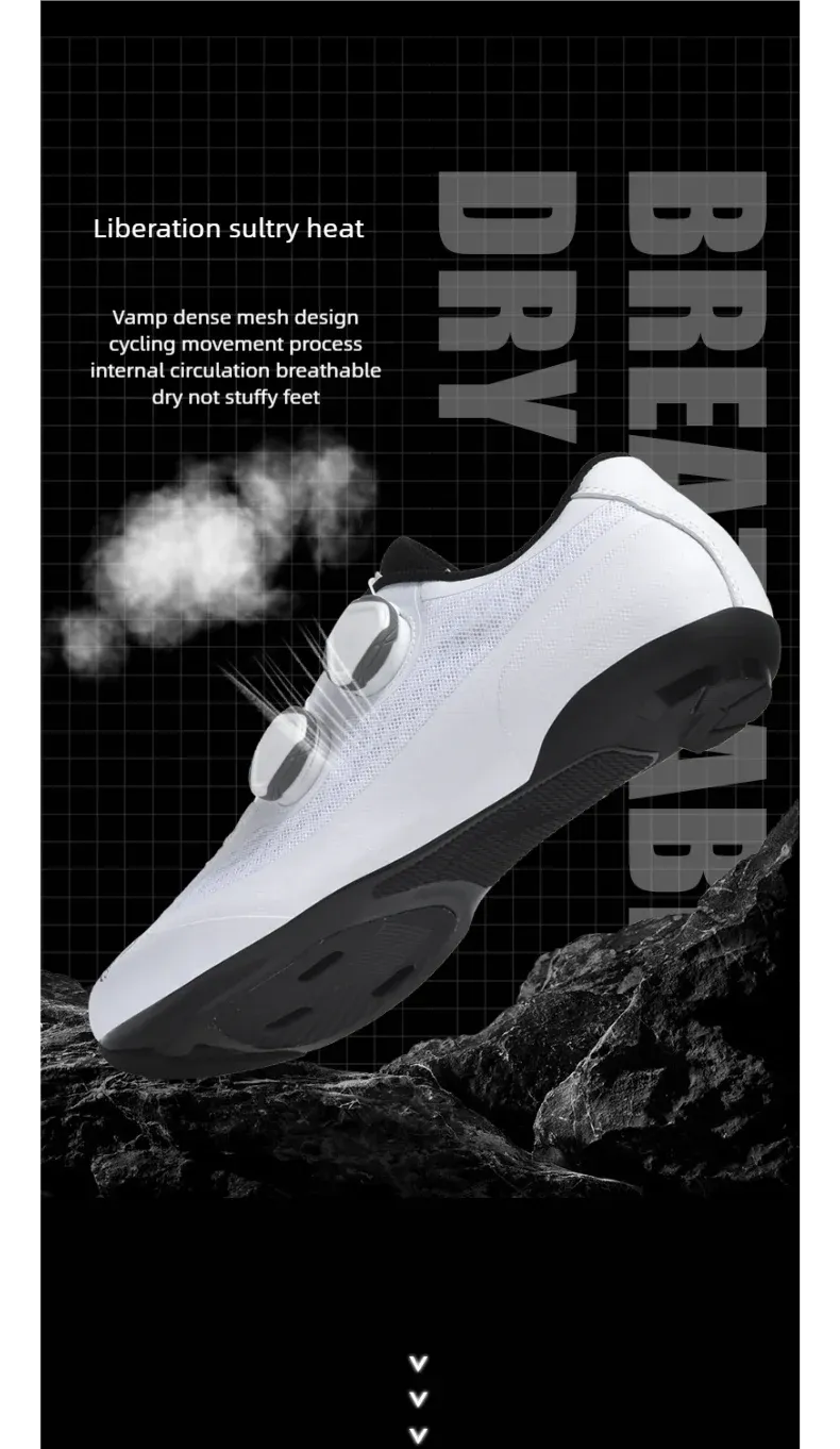 Men's Road Cycling Shoes SPD Cleat Compatible Bike Sneakers - Outdoor Cycling Footwear for Road & Flat Pedals, White showcase 8
