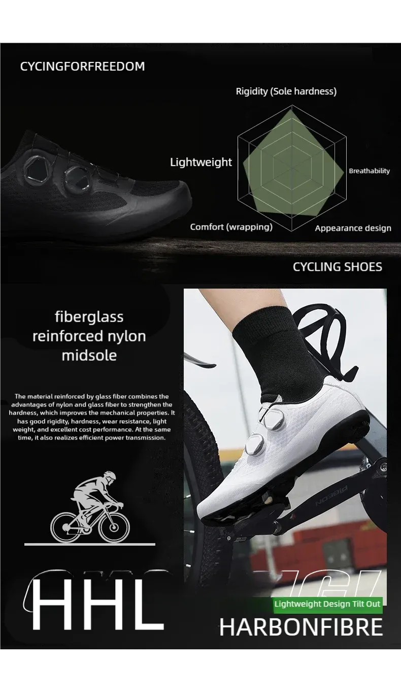 Men's Road Cycling Shoes SPD Cleat Compatible Bike Sneakers - Outdoor Cycling Footwear for Road & Flat Pedals, White showcase 3