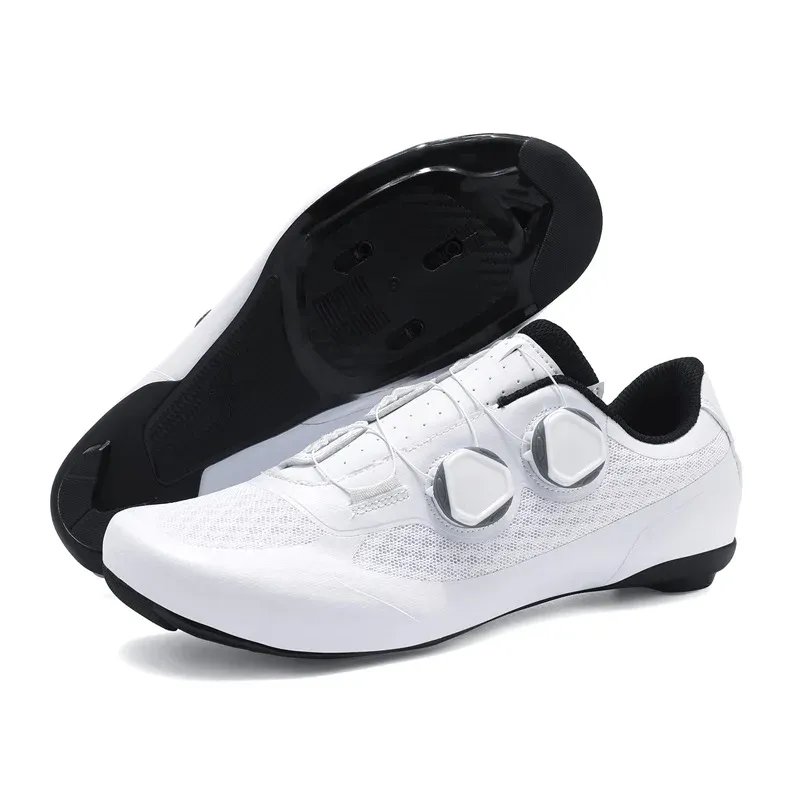 Men's Road Cycling Shoes SPD Cleat Compatible Bike Sneakers - Outdoor Cycling Footwear for Road & Flat Pedals, White thumbnail 5