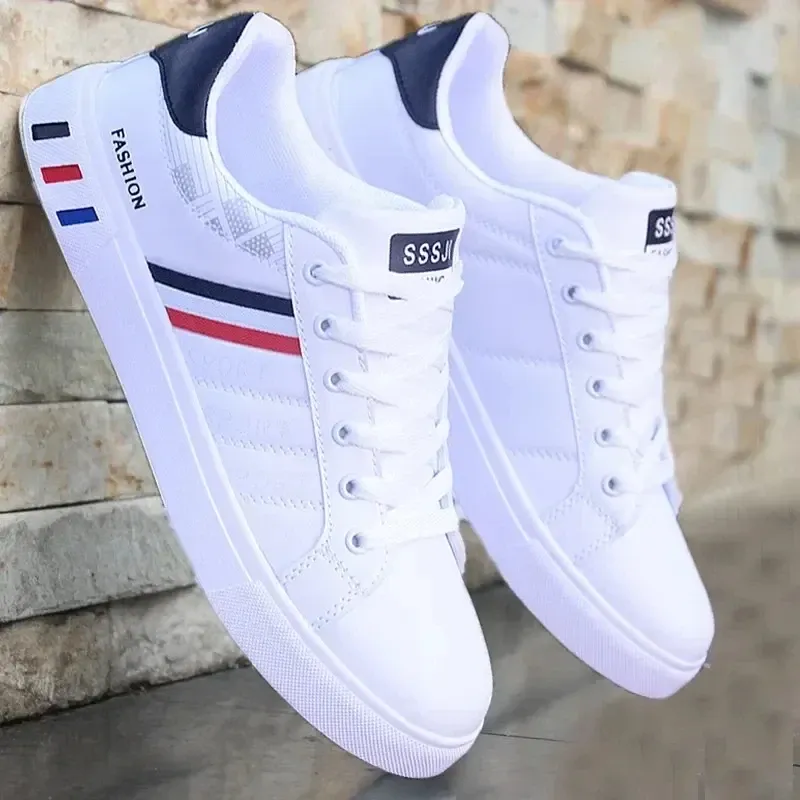 Men's Summer Lightweight Breathable Casual Sneakers - Luxury Flat White Vulcanized Shoes for Everyday Wear thumbnail 1