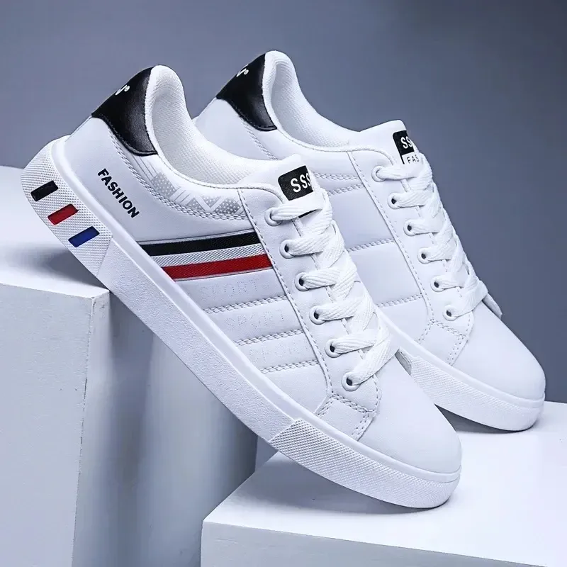 Men's Summer Lightweight Breathable Casual Sneakers - Luxury Flat White Vulcanized Shoes for Everyday Wear thumbnail 4