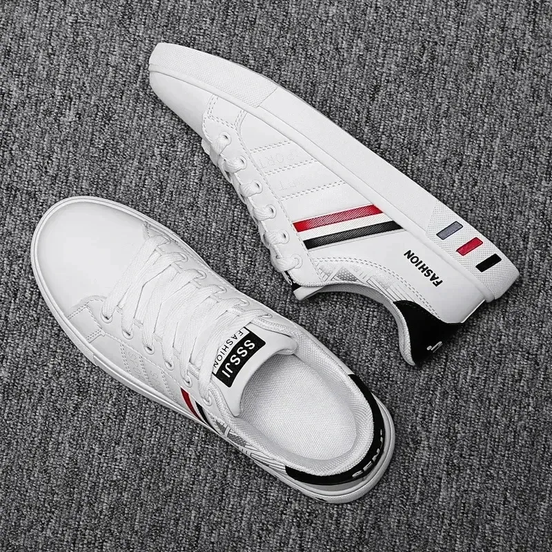Men's Summer Lightweight Breathable Casual Sneakers - Luxury Flat White Vulcanized Shoes for Everyday Wear thumbnail 5