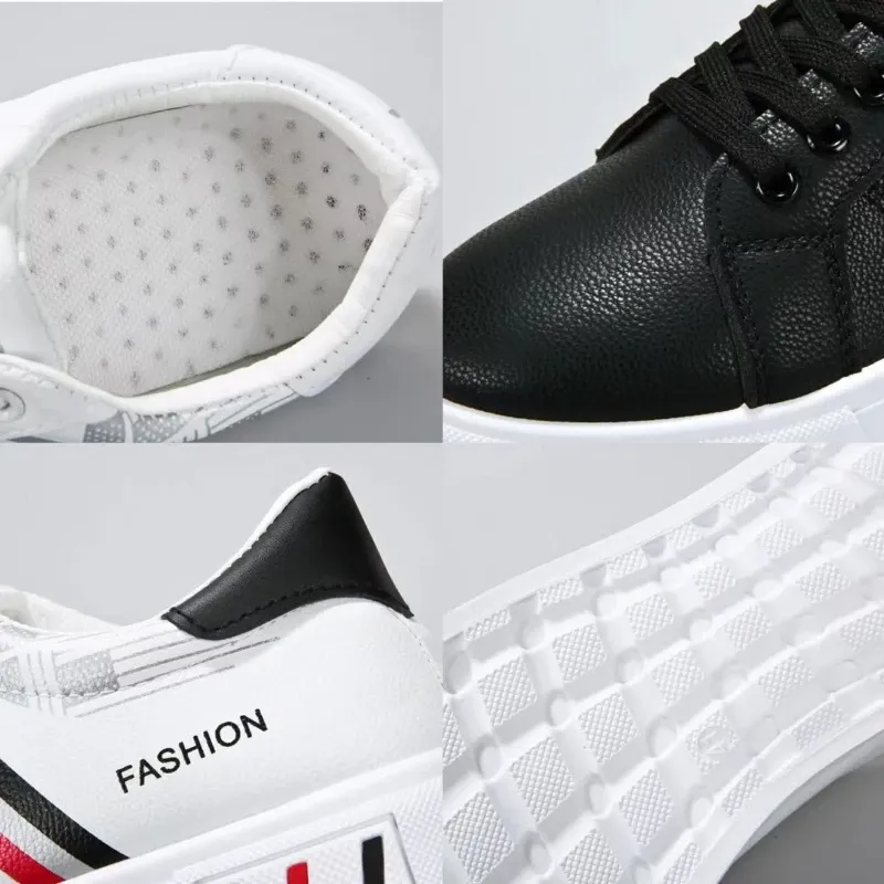 Men's Summer Lightweight Breathable Casual Sneakers - Luxury Flat White Vulcanized Shoes for Everyday Wear thumbnail 6