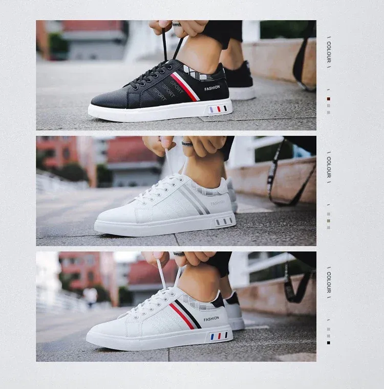 Men's Summer Lightweight Breathable Casual Sneakers - Luxury Flat White Vulcanized Shoes for Everyday Wear showcase 2