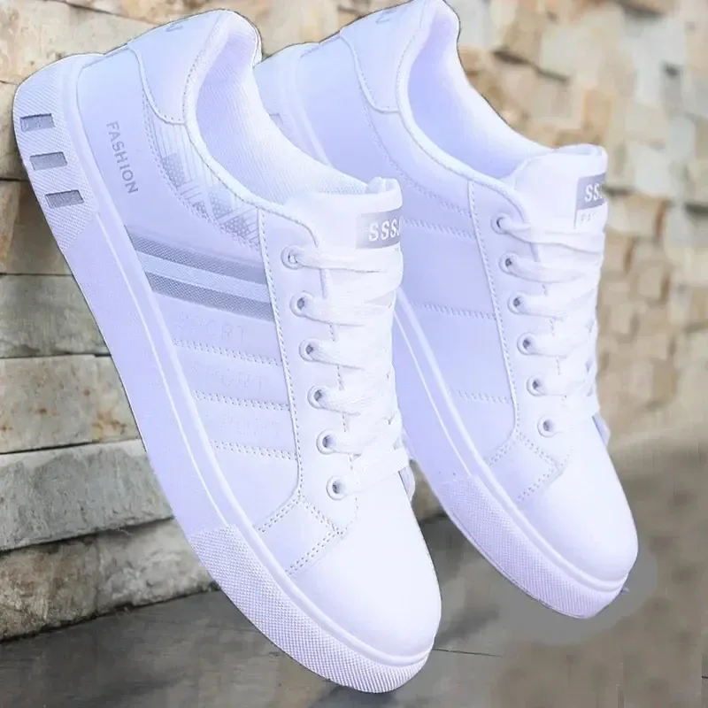Men's Summer Lightweight Breathable Casual Sneakers - Luxury Flat White Vulcanized Shoes for Everyday Wear thumbnail 2