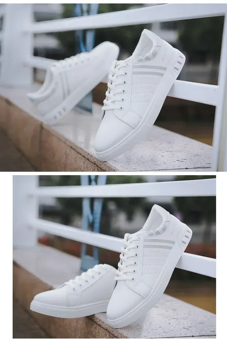 Men's Summer Lightweight Breathable Casual Sneakers - Luxury Flat White Vulcanized Shoes for Everyday Wear showcase 17