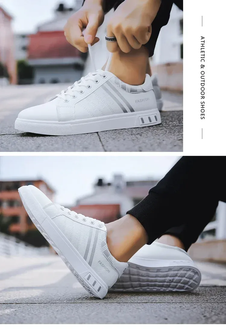 Men's Summer Lightweight Breathable Casual Sneakers - Luxury Flat White Vulcanized Shoes for Everyday Wear showcase 19