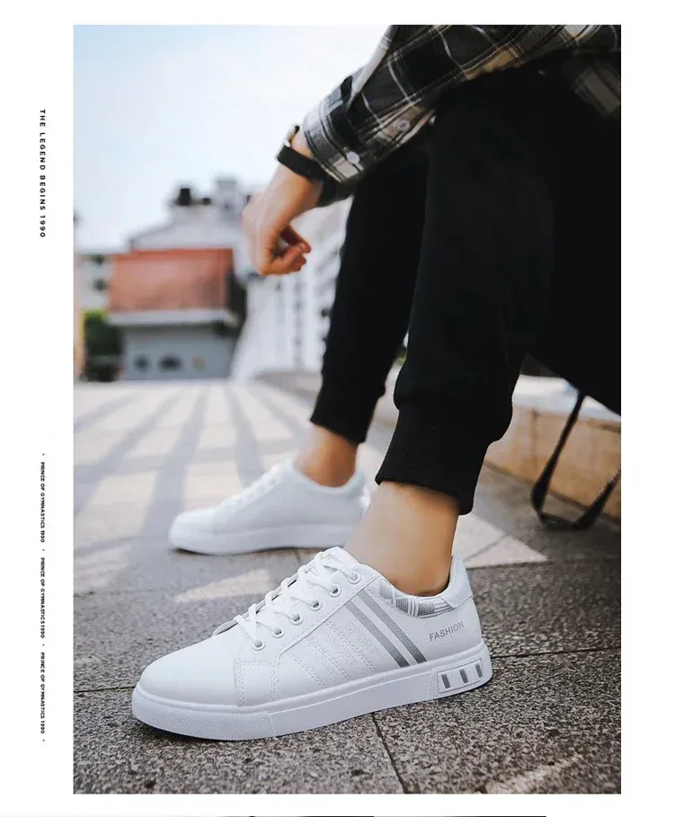 Men's Summer Lightweight Breathable Casual Sneakers - Luxury Flat White Vulcanized Shoes for Everyday Wear showcase 18