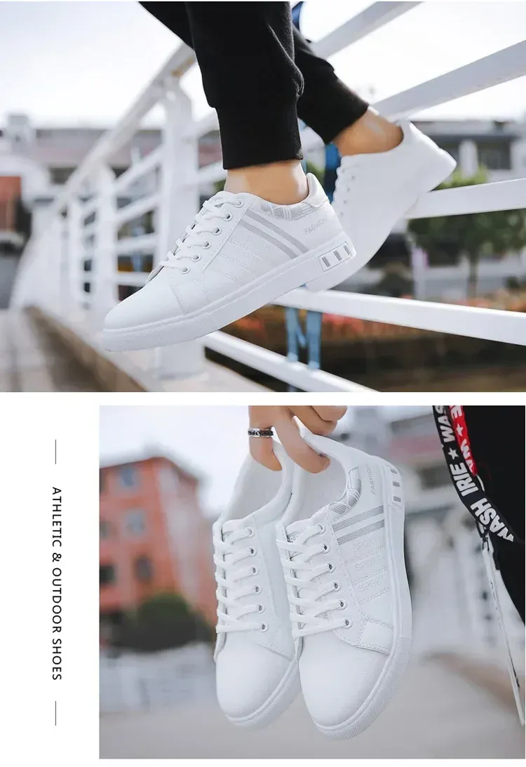 Men's Summer Lightweight Breathable Casual Sneakers - Luxury Flat White Vulcanized Shoes for Everyday Wear showcase 23