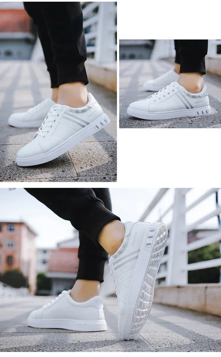 Men's Summer Lightweight Breathable Casual Sneakers - Luxury Flat White Vulcanized Shoes for Everyday Wear showcase 20