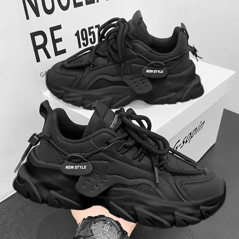 Men's Breathable Casual Sneakers - Thick Soled Outdoor Running Tennis Shoes for All Seasons, Soft Comfort for Active Males thumbnail 1