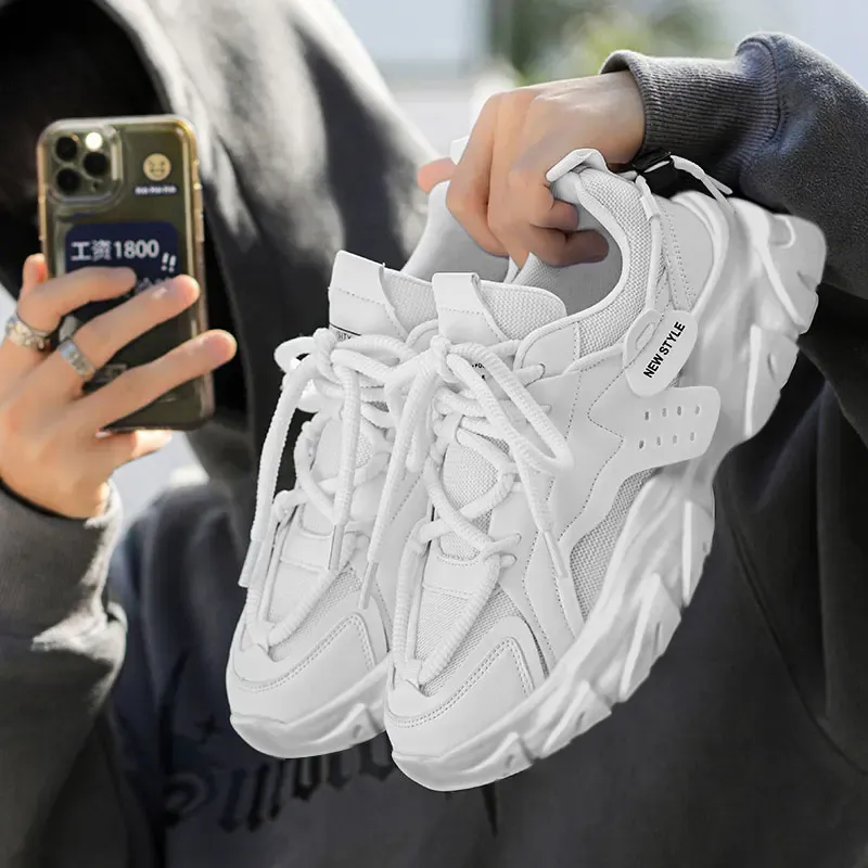 Men's Breathable Casual Sneakers - Thick Soled Outdoor Running Tennis Shoes for All Seasons, Soft Comfort for Active Males thumbnail 6