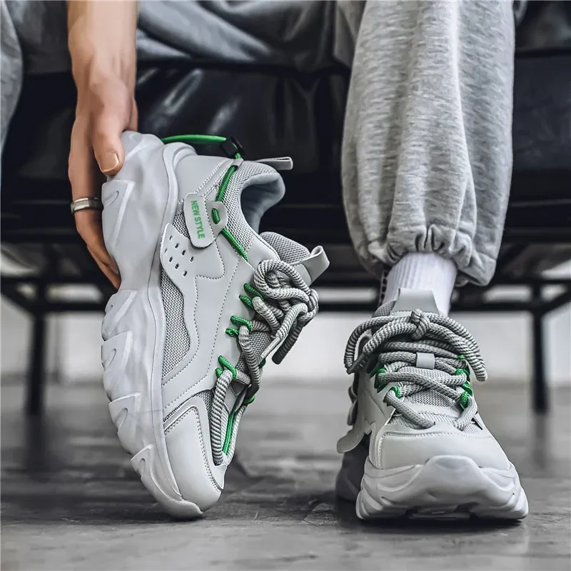 Men's Breathable Casual Sneakers - Thick Soled Outdoor Running Tennis Shoes for All Seasons, Soft Comfort for Active Males thumbnail 4