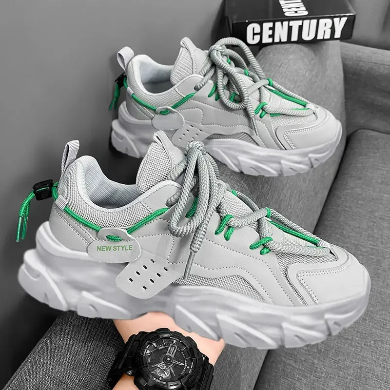 Men's Breathable Casual Sneakers - Thick Soled Outdoor Running Tennis Shoes for All Seasons, Soft Comfort for Active Males thumbnail 2
