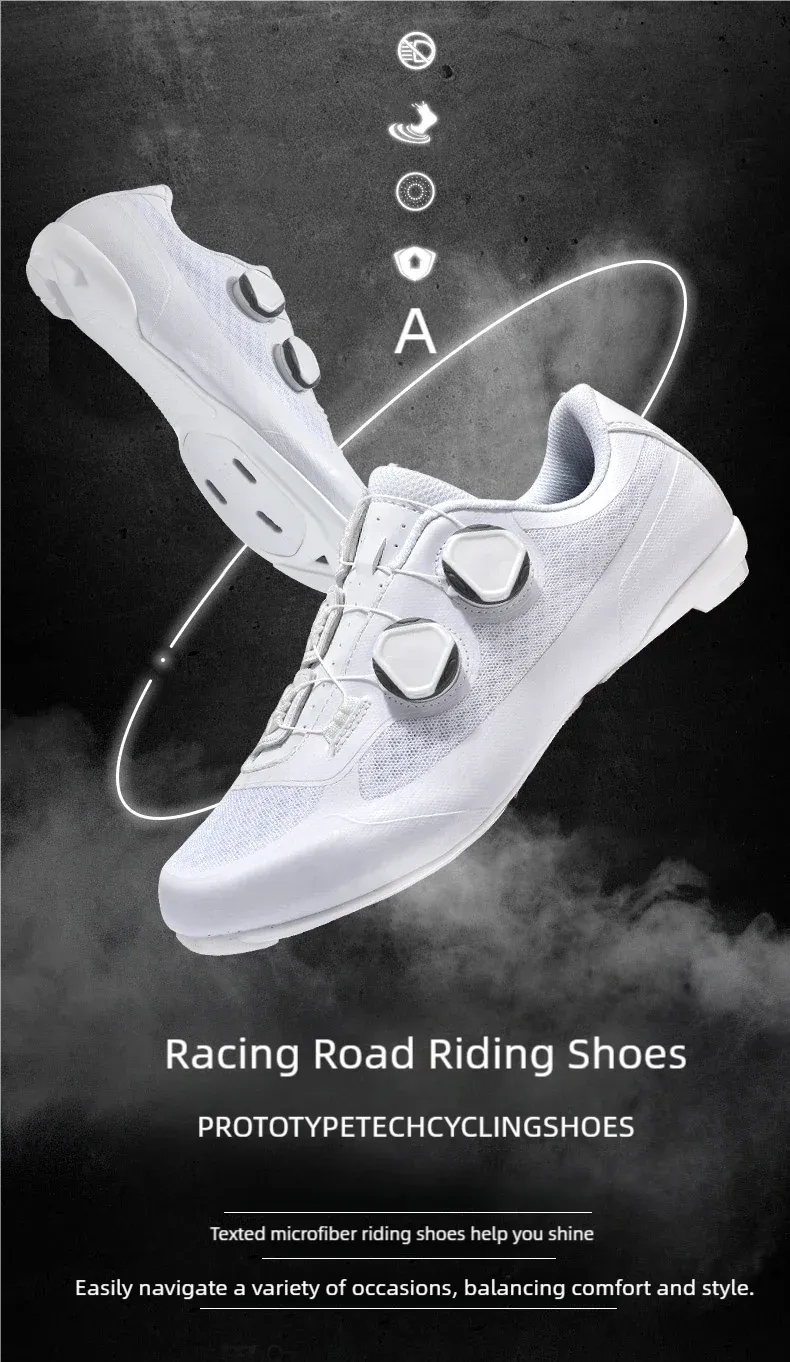 Men's Road Cycling Shoes SPD Cleat Compatible Bike Sneakers - Outdoor Cycling Footwear for Road and Flat Pedals, White showcase 2