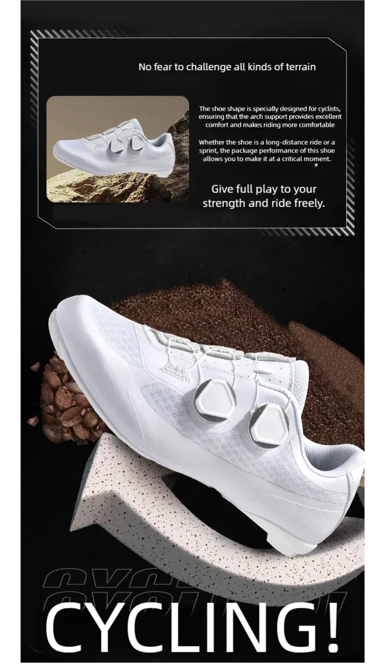 Men's Road Cycling Shoes SPD Cleat Compatible Bike Sneakers - Outdoor Cycling Footwear for Road and Flat Pedals, White showcase 5