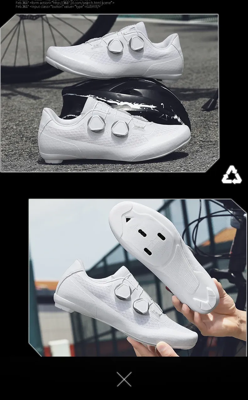 Men's Road Cycling Shoes SPD Cleat Compatible Bike Sneakers - Outdoor Cycling Footwear for Road and Flat Pedals, White showcase 12