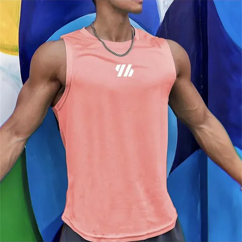 2025 Summer Men's Gym Vest High Quality Mesh Sleeveless T-Shirt Tank Top for Running, Fitness, and Sports - Breathable & Lightweight showcase 9