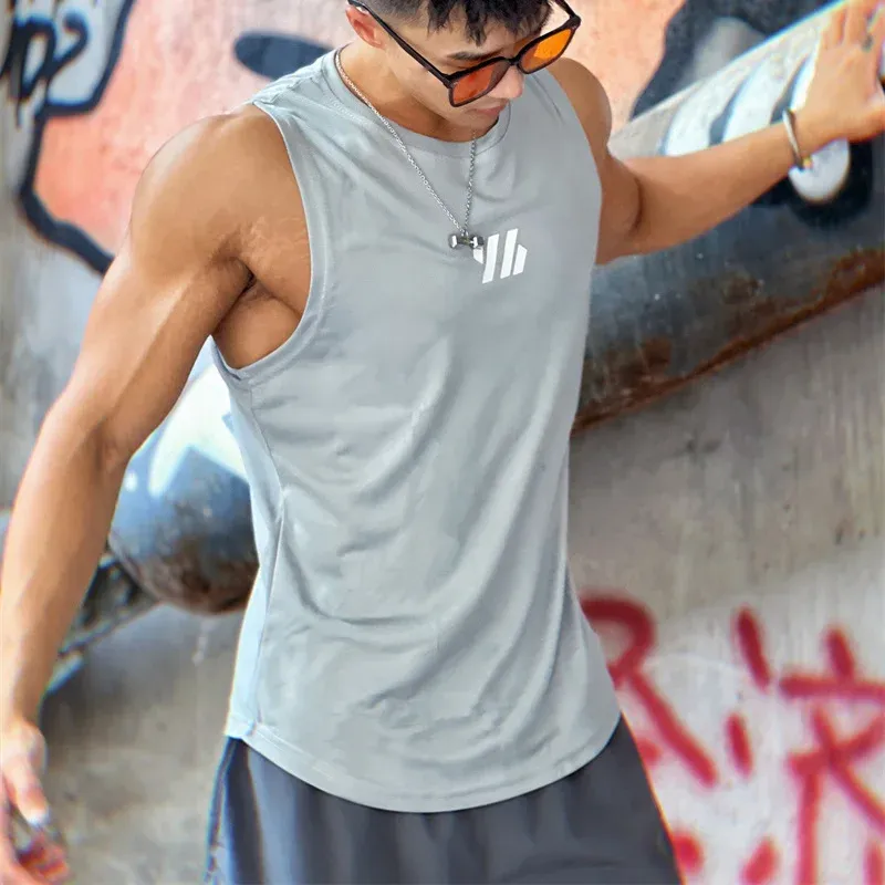 2025 Summer Men's Gym Vest High Quality Mesh Sleeveless T-Shirt Tank Top for Running, Fitness, and Sports - Breathable & Lightweight showcase 5