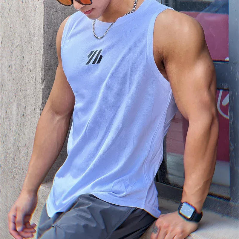 2025 Summer Men's Gym Vest High Quality Mesh Sleeveless T-Shirt Tank Top for Running, Fitness, and Sports - Breathable & Lightweight showcase 3