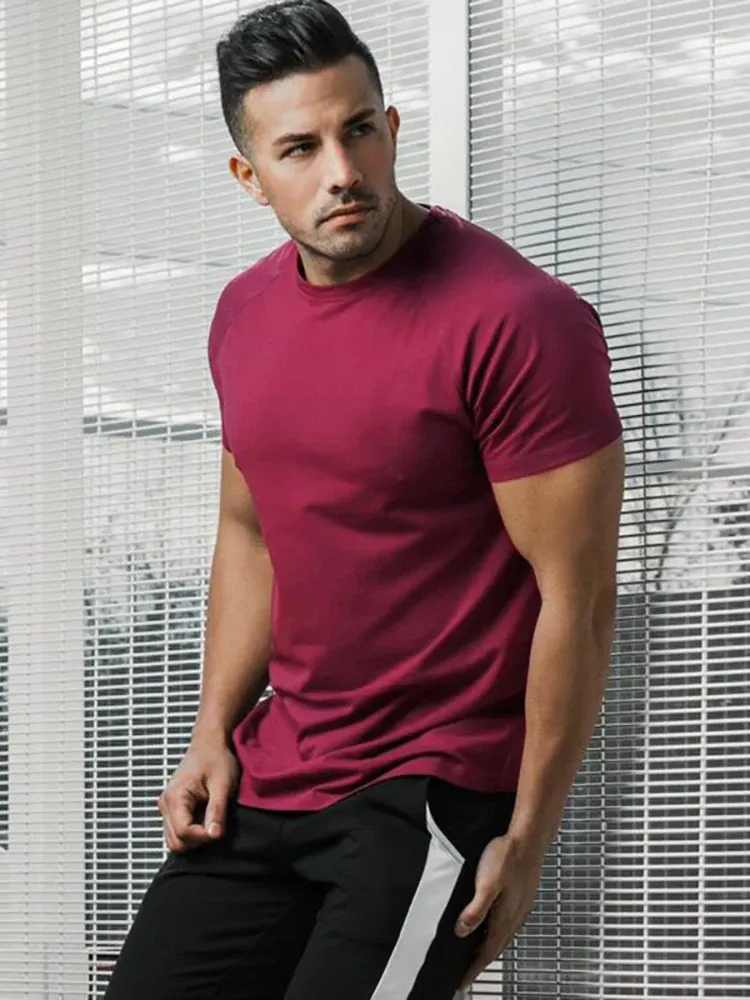 Men's Casual Short Sleeve T-Shirt, Slim Fit Gym Fitness Muscle Tee, Breathable Cotton Blend for Summer Workouts and Everyday Wear thumbnail 3