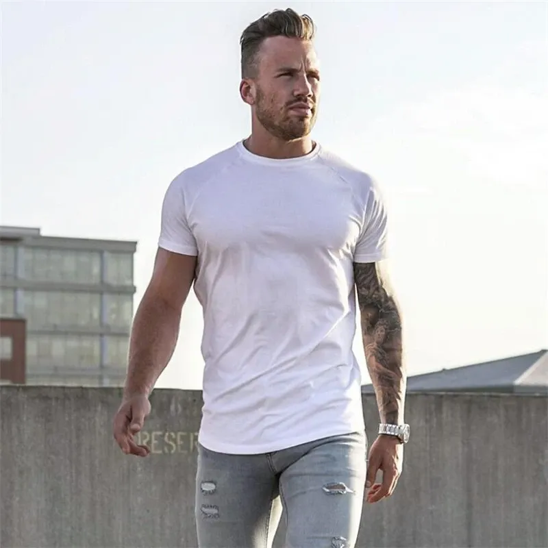 Men's Casual Short Sleeve T-Shirt, Slim Fit Gym Fitness Muscle Tee, Breathable Cotton Blend for Summer Workouts and Everyday Wear thumbnail 4