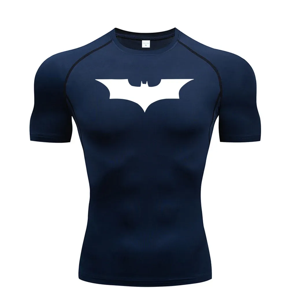 Men's Bat Print Compression T-Shirt for Gym Fitness Running Jogging - Tight Fit Short Sleeve Casual Top thumbnail 4