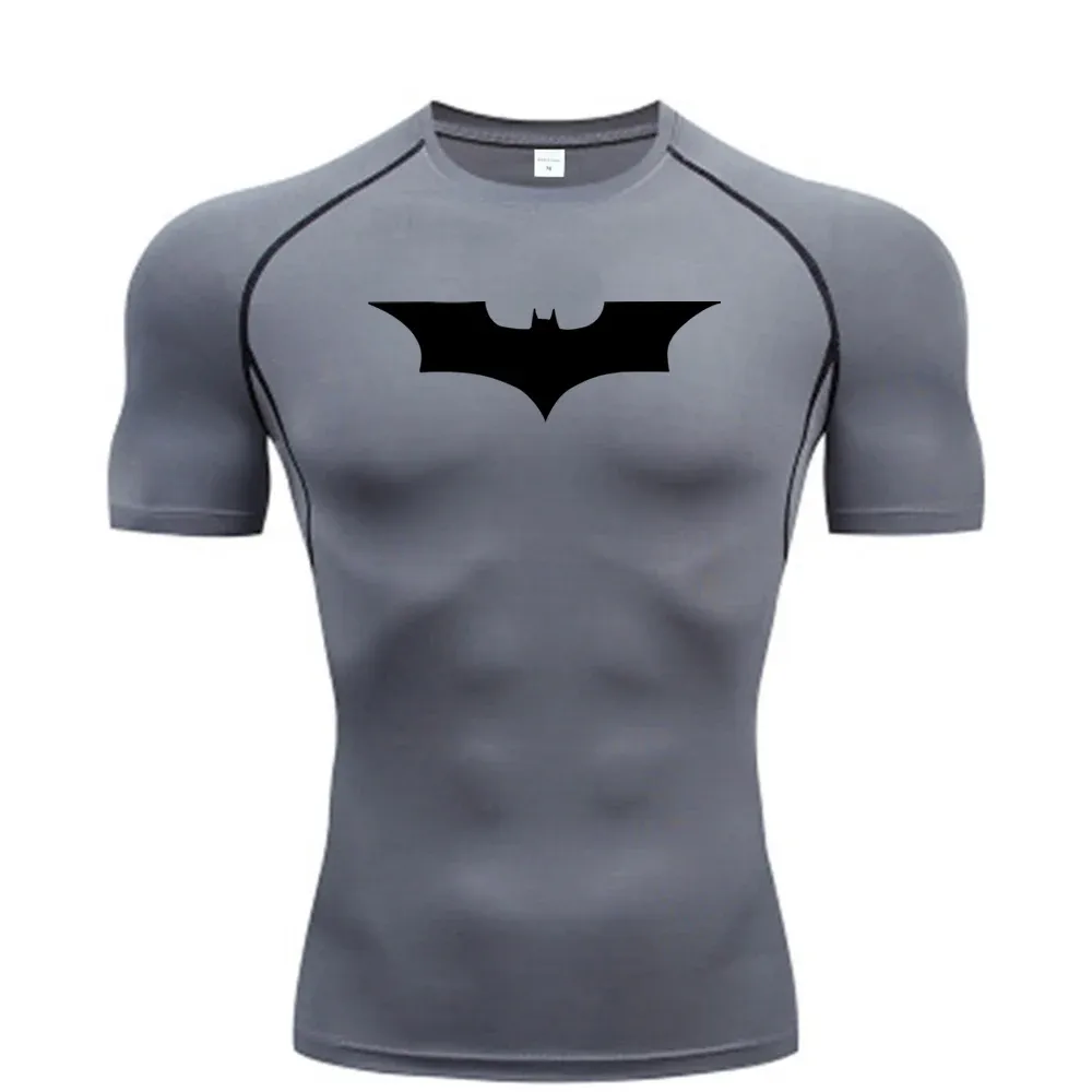 Men's Bat Print Compression T-Shirt for Gym Fitness Running Jogging - Tight Fit Short Sleeve Casual Top showcase 3