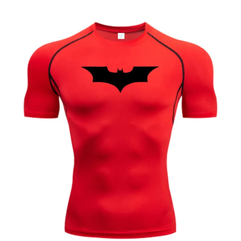 Men's Bat Print Compression T-Shirt for Gym Fitness Running Jogging - Tight Fit Short Sleeve Casual Top thumbnail 5