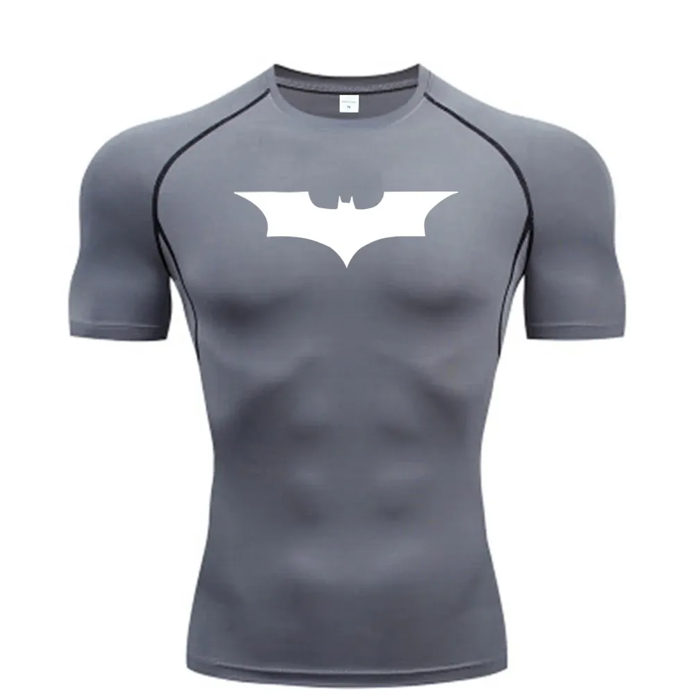 Men's Bat Print Compression T-Shirt for Gym Fitness Running Jogging - Tight Fit Short Sleeve Casual Top showcase 2