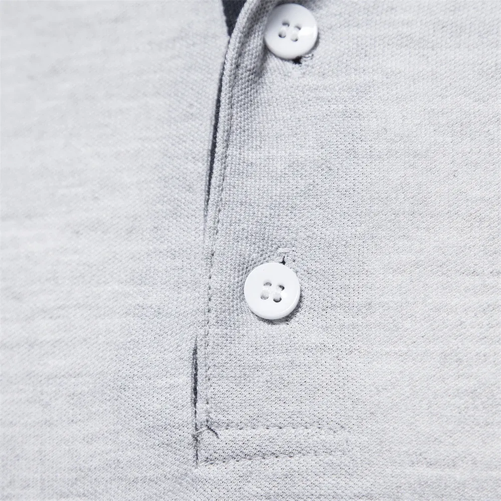 AIOPESON Men's Deer Embroidery Polo Shirt 2023 New Solid Color Long Sleeve Casual Business Social Wear thumbnail 5