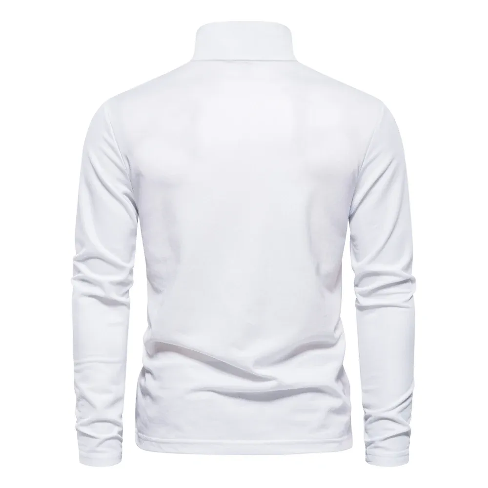 AIOPESON Men's Deer Embroidery Polo Shirt 2023 New Solid Color Long Sleeve Casual Business Social Wear showcase 8