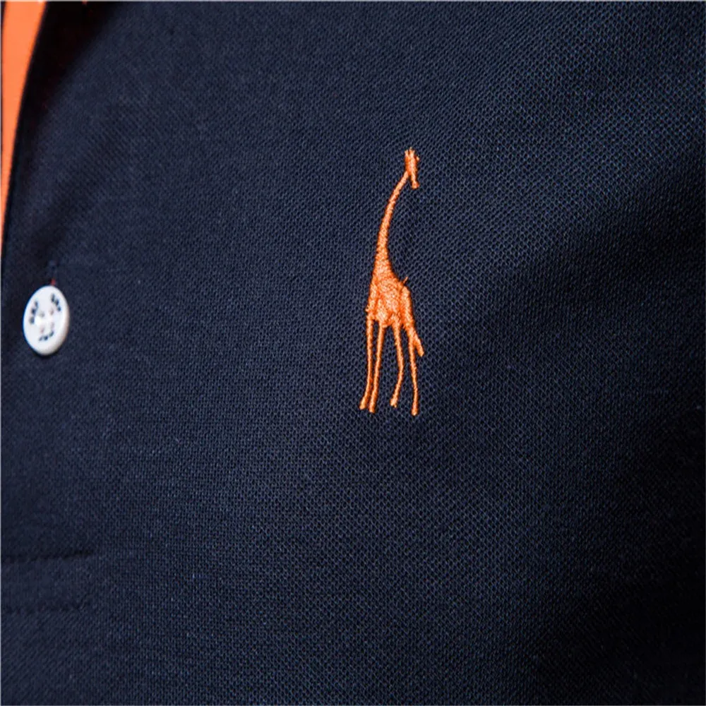 Men's Short Sleeve Polo Shirt with Giraffe Embroidery - Premium Cotton Blend, Anti-Shrink, Casual Business Social Wear showcase 12