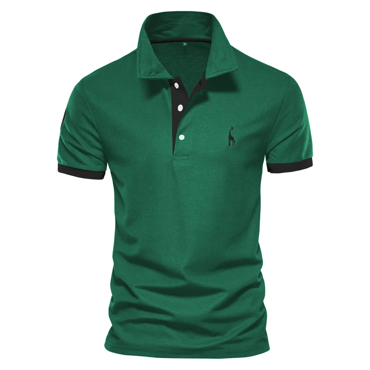 Men's Short Sleeve Polo Shirt with Giraffe Embroidery - Premium Cotton Blend, Anti-Shrink, Casual Business Social Wear showcase 7