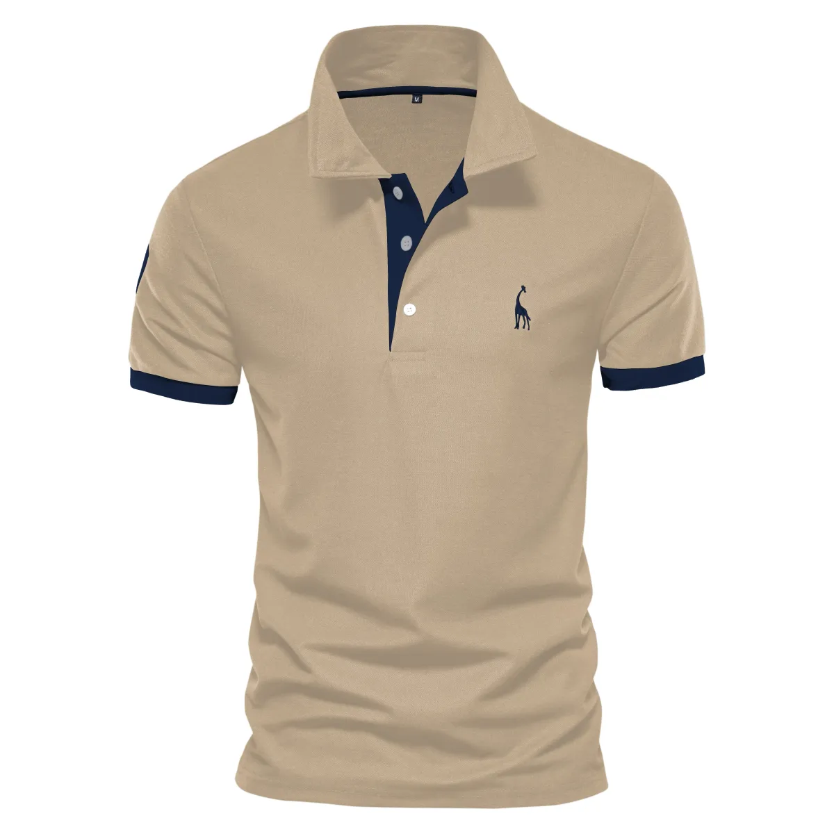 Men's Short Sleeve Polo Shirt with Giraffe Embroidery - Premium Cotton Blend, Anti-Shrink, Casual Business Social Wear showcase 6