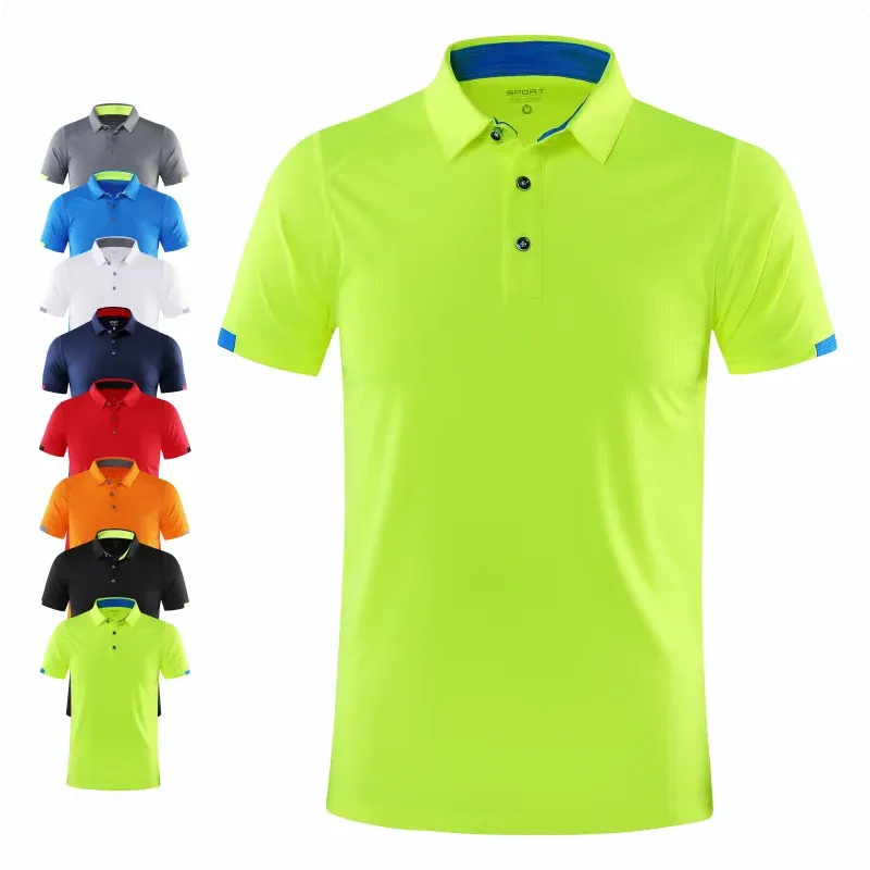 Men's Quick-Dry Polo Shirt & Cycling Suit Set - Short Sleeve, Lapel Collar, Lightweight Polyester for Sports & Fitness