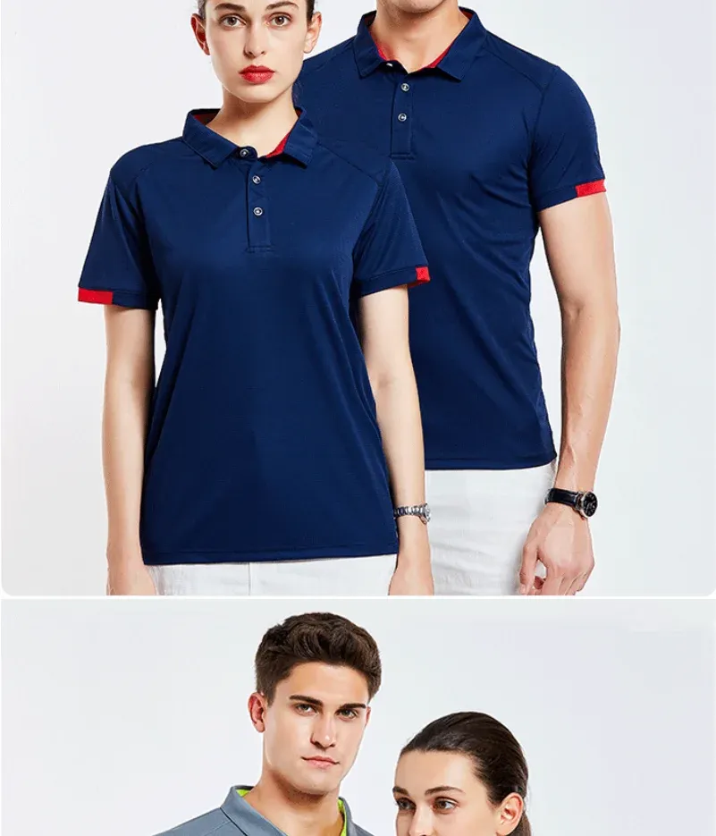 Men's Quick-Dry Polo Shirt & Cycling Suit Set - Short Sleeve, Lapel Collar, Lightweight Polyester for Sports & Fitness showcase 5
