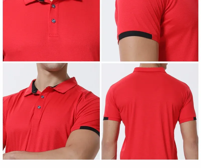 Men's Quick-Dry Polo Shirt & Cycling Suit Set - Short Sleeve, Lapel Collar, Lightweight Polyester for Sports & Fitness showcase 8