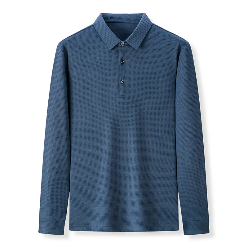 Men's Business Casual Long Sleeve Polo Shirt - Comfortable Summer Top for Everyday Wear showcase 11